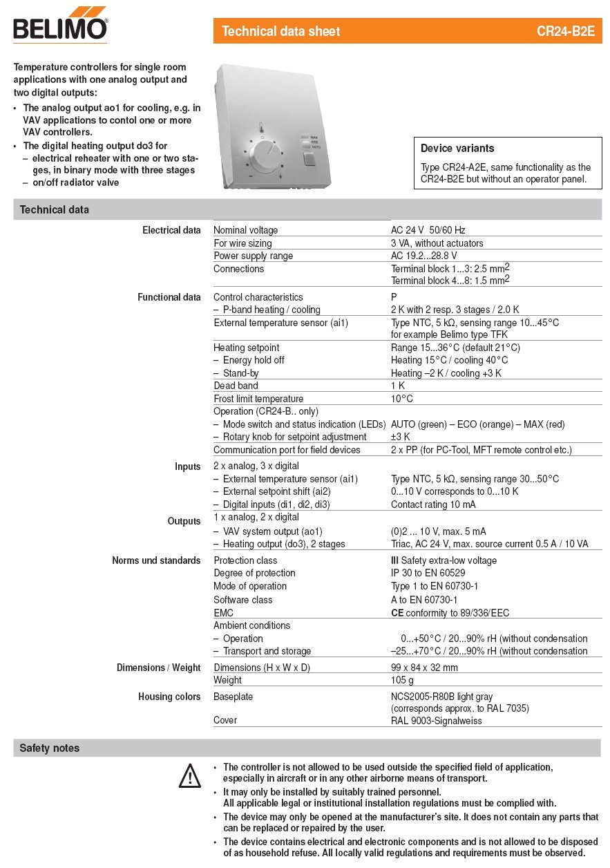 CR24-B2E温控器技术资料