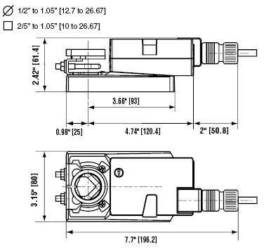 NMX24-MFT电动风门执行器尺寸图