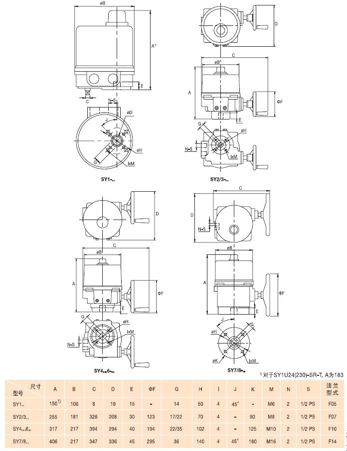 QB8000电动蝶阀执行器尺寸图