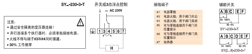 SY7-230-3-T电动蝶阀执行器接线图