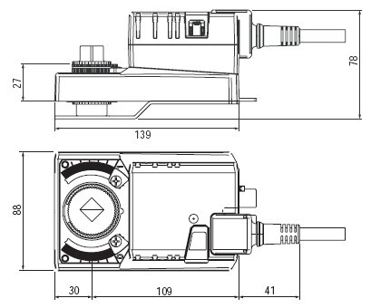 SRVU24非弹簧复位蝶阀执行器尺寸图