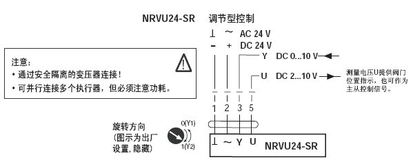 NRVU24-SR非弹簧复位蝶阀执行器接线图