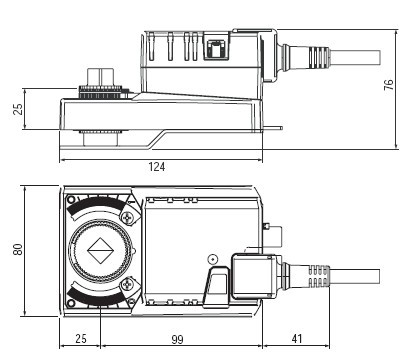 NRVU24-SR非弹簧复位蝶阀执行器尺寸图