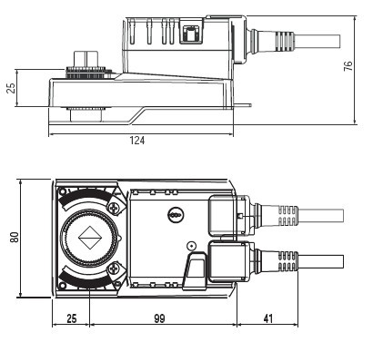 NRVU24-S非弹簧复位蝶阀执行器尺寸图