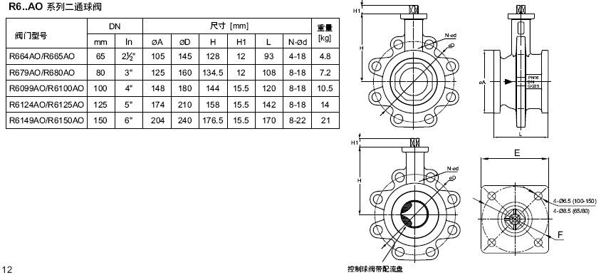 R6124AC  R6149AC 二通球阀尺寸图