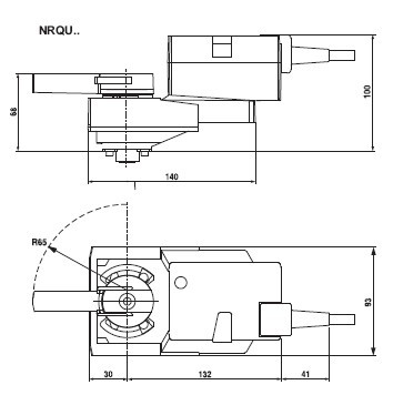 NRQU24非弹簧复位快速球阀执行器尺寸图