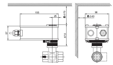 LRF24-S弹簧复位电动执行器尺寸图