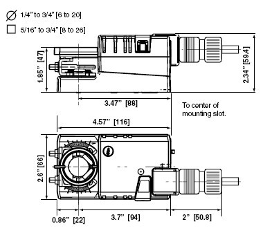 LMX120-3-F电动风阀执行器尺寸图