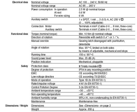 NM230A-S-TP风门执行器技术资料