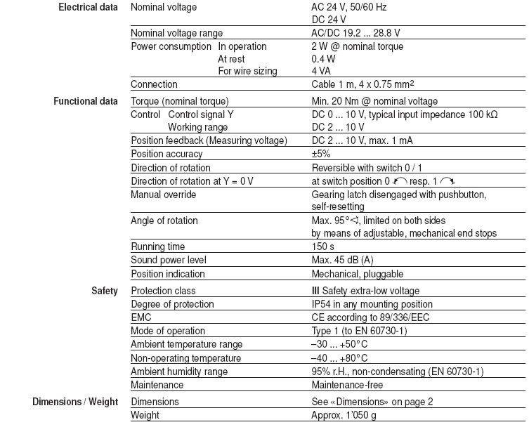 SM24A-SR风门执行器技术资料