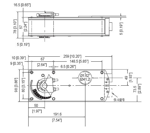 FSNF230-S US防火排烟弹簧复位风门执行器尺寸图