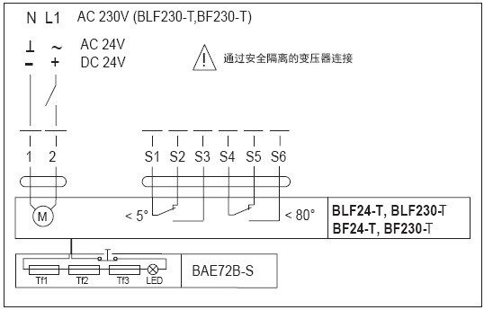 BLF230-T防火排烟风门执行器接线图