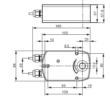 BLF24-SR防火排烟风门执行器尺寸图