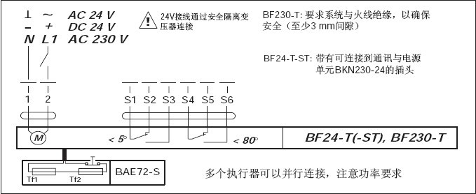 BF24-T-ST电动风门执行器尺寸及重量表