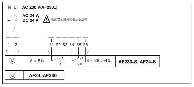 AF230-S 弹簧复位电动执行器接线图