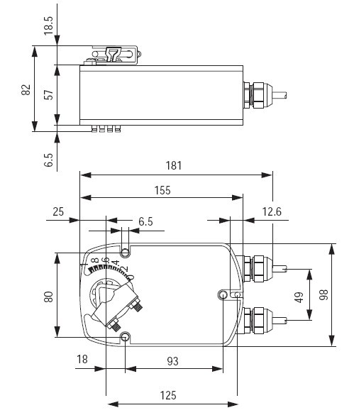 LF24风门执行器尺寸图