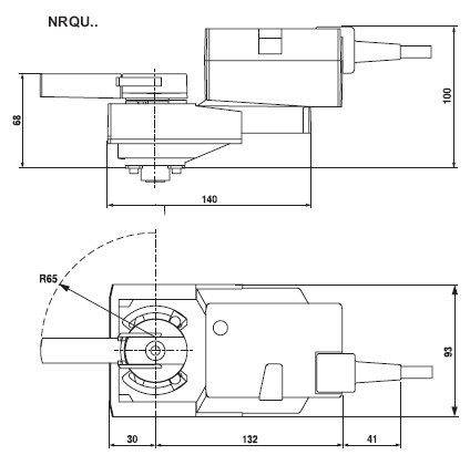NRQU24快速球阀执行器安装尺寸图