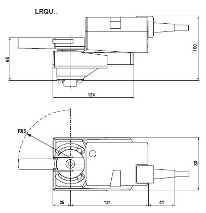 LRQU24快速球阀执行器安装尺寸图