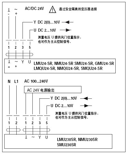 搏力谋NMU24-SR风门执行器接线图