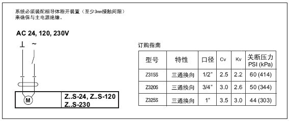 搏力谋Z320-230电动三通阀接线图